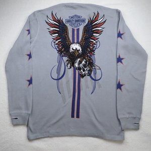 HARLEY DAVIDSON Cafe Las Vegas Mens L Long Sleeve Waffle Graphic Shirt